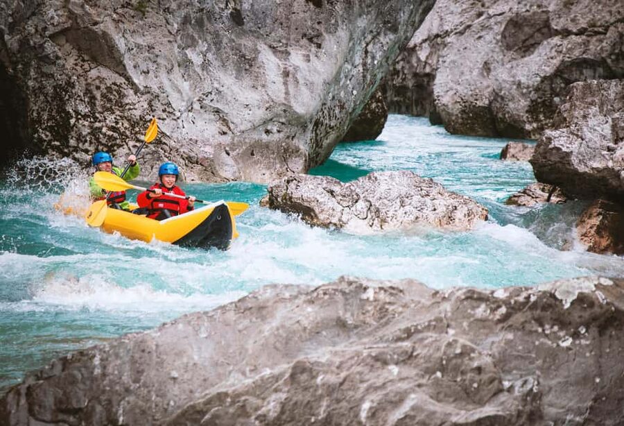Austria, Salza river "Double Ducky" kayak adventure - Who will enjoy this most?