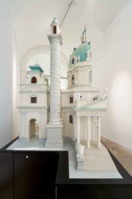 Karlskirche Entry Ticket with Panoramic Terrace Access - The treasury and church model