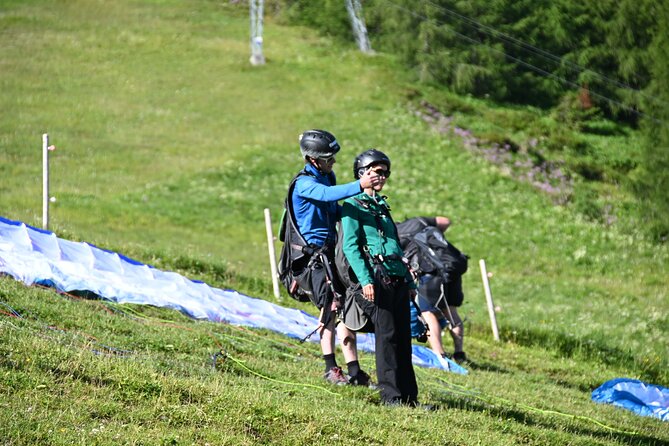 Tandem paragliding in the Stubai Valley near Innsbruck - Landing Back Near the Meeting Point