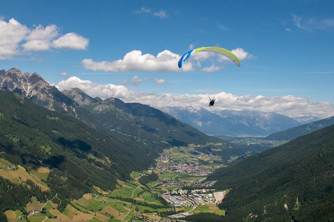 Tandem Paragliding Tirol, Austria - The view from the air: Stubai Valley and glacier